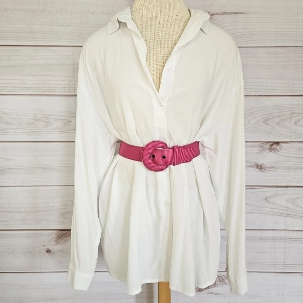 Yves Saint Laurent Rive Gauche Woven Cinch Waist Belt in Pink Size 28